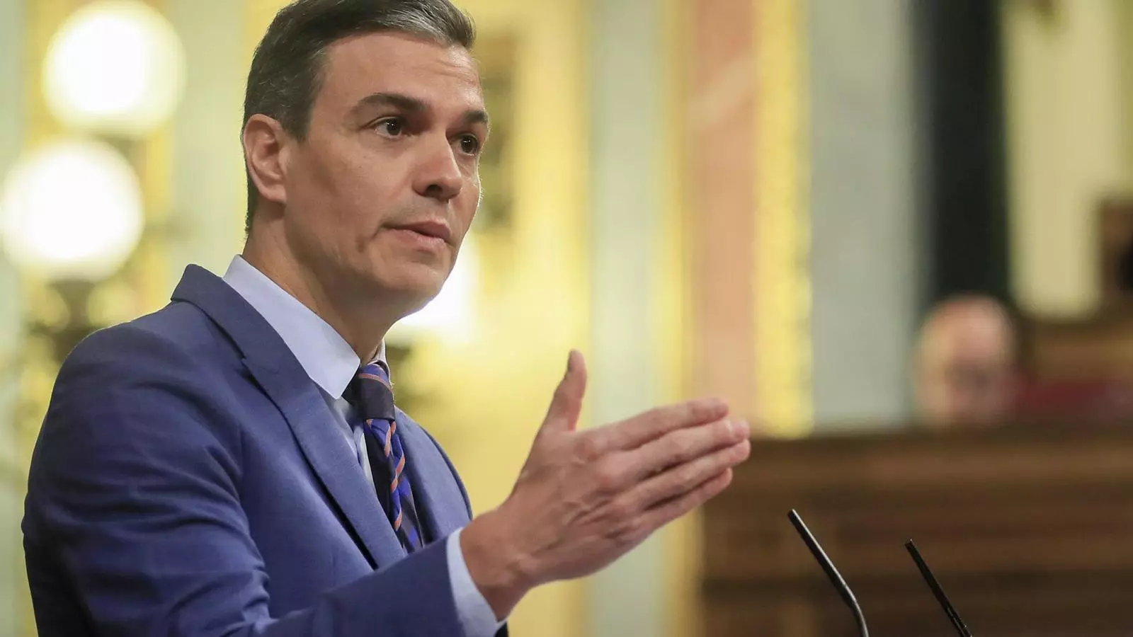 Sánchez en su comparecencia en el Congreso .