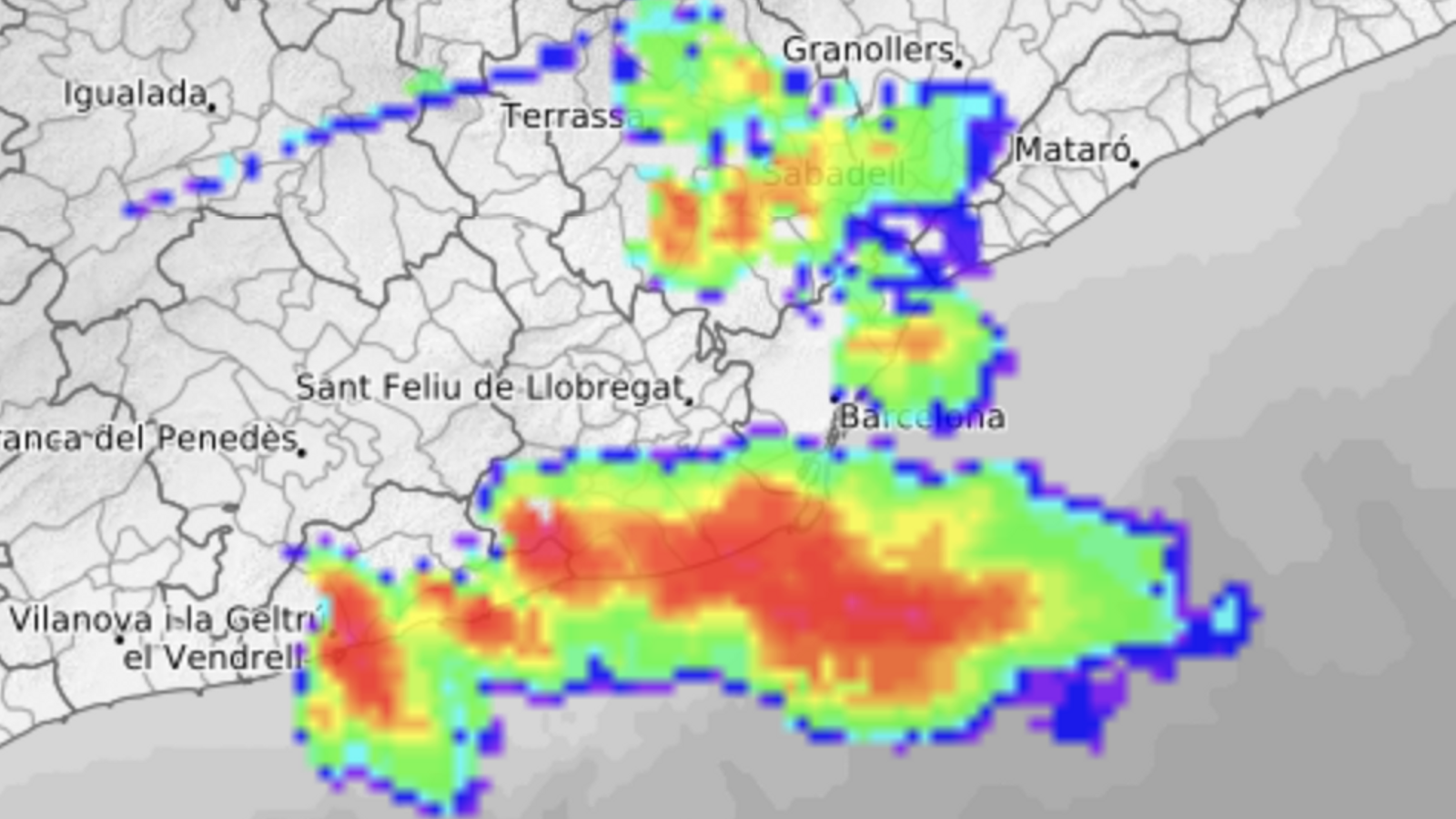 Rain weather radar image.