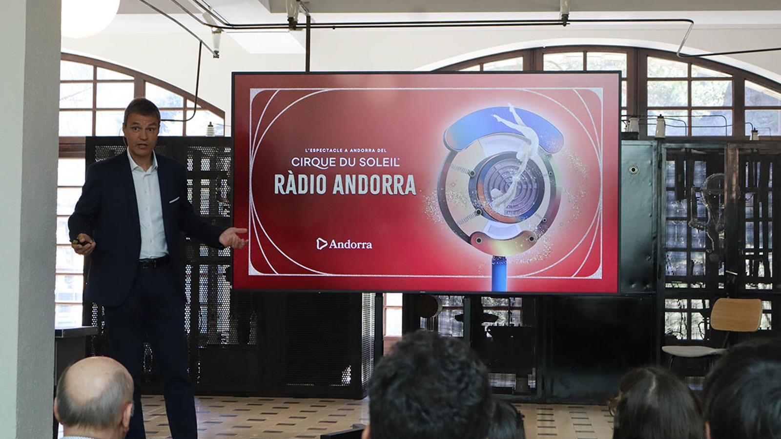 El director de productes i esdeveniments d'Andorra Turisme, Enric Torres, durant la presentació del nou espectacle del Cirque du Soleil.