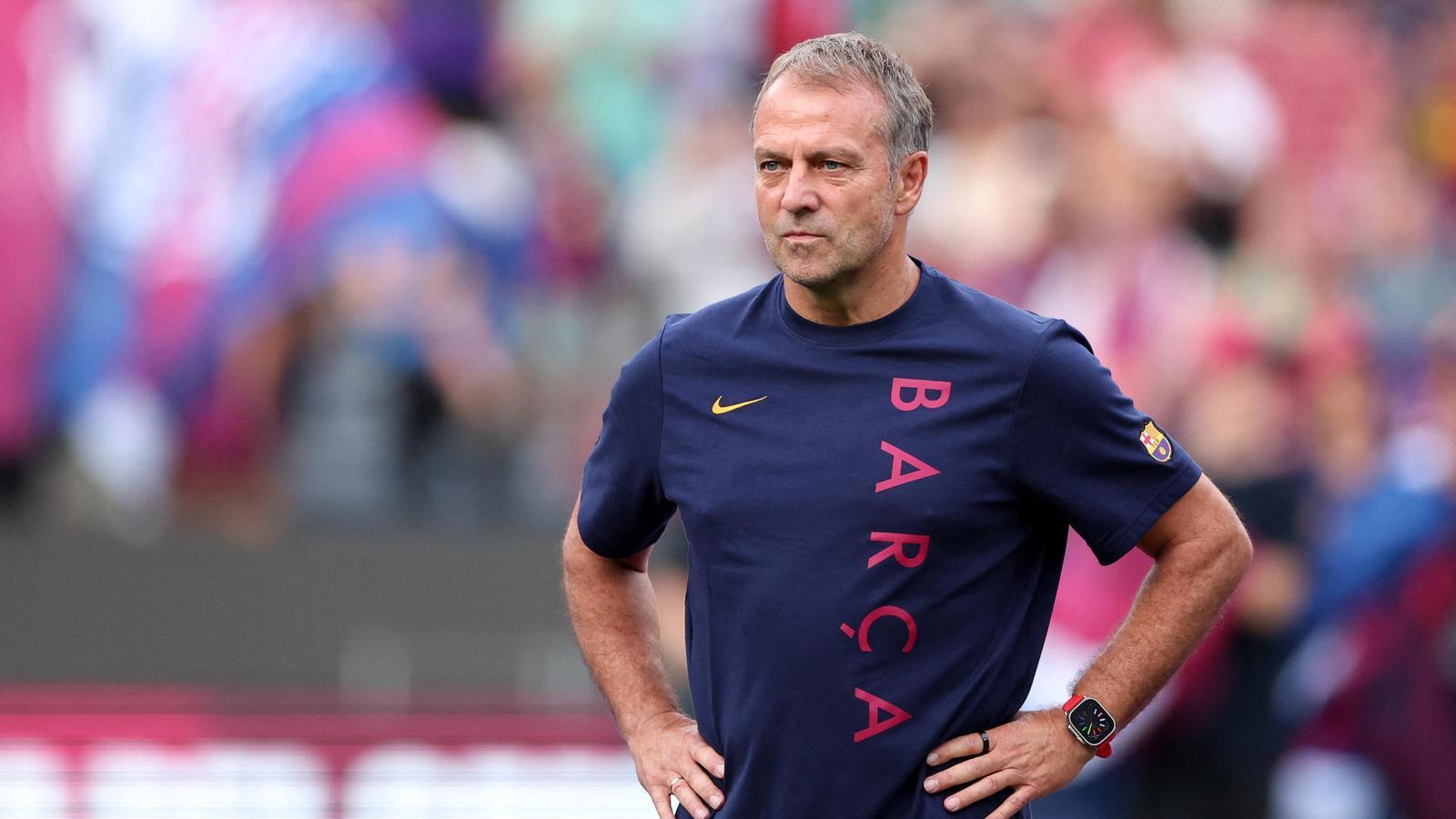 Flick, this Wednesday at the Camp Nou, before the first Gamper match