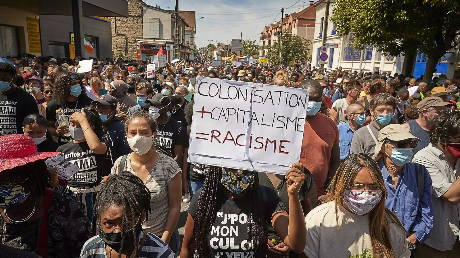 Manifestació antiracista, amb motiu del quart aniversari de la mort d’Adama Traoré a mans de la policia francesa, a Persan, al nord de París.