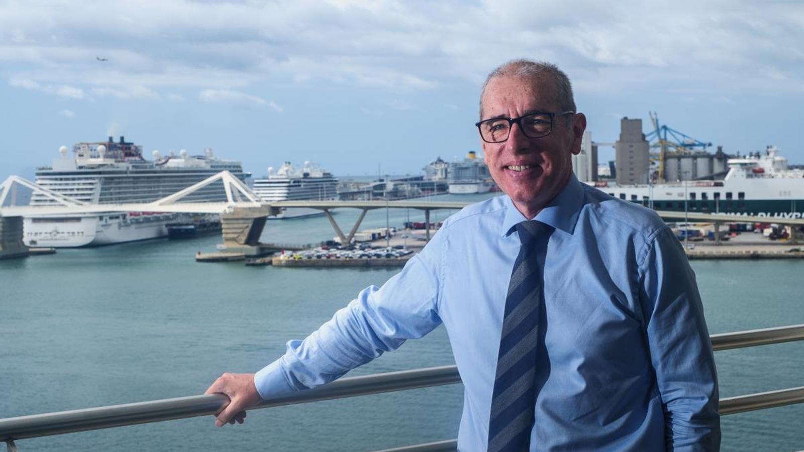 The president of the Port of Barcelona, José Alberto Carbonell, with the attached dock in the background.