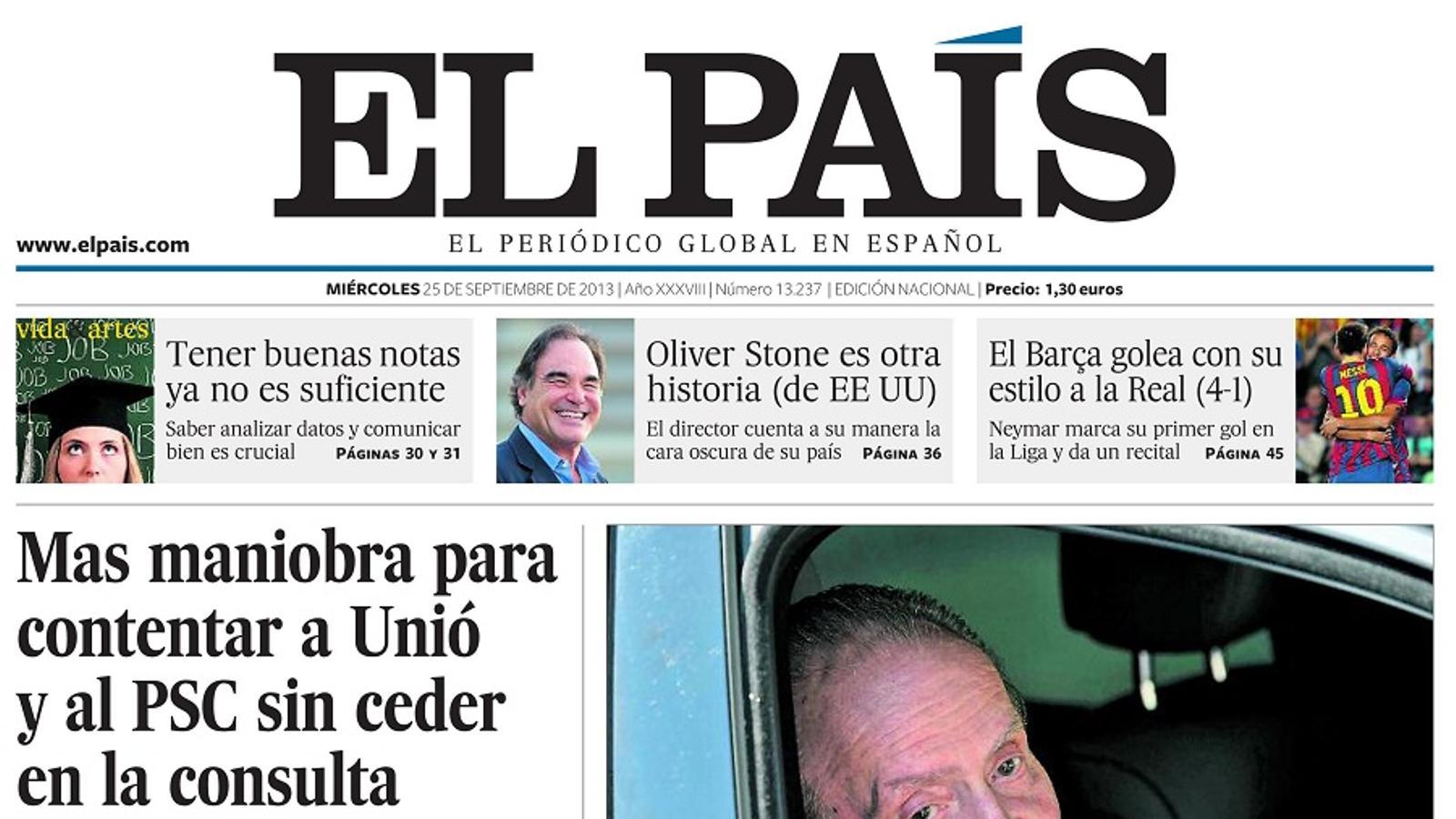 portada el pais 25 setembre 2013