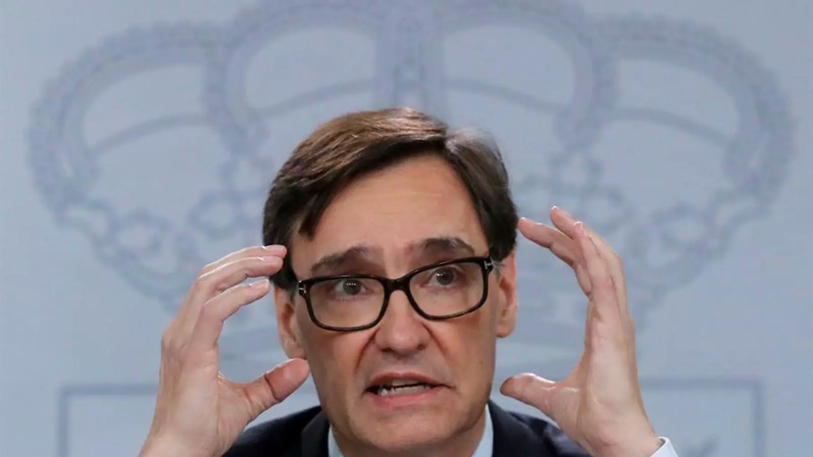 El ministre de Sanitat, Salvador Illa, durant la roda de premsa posterior al consell de ministres i la reunió interministerial sobre el coronavirus.