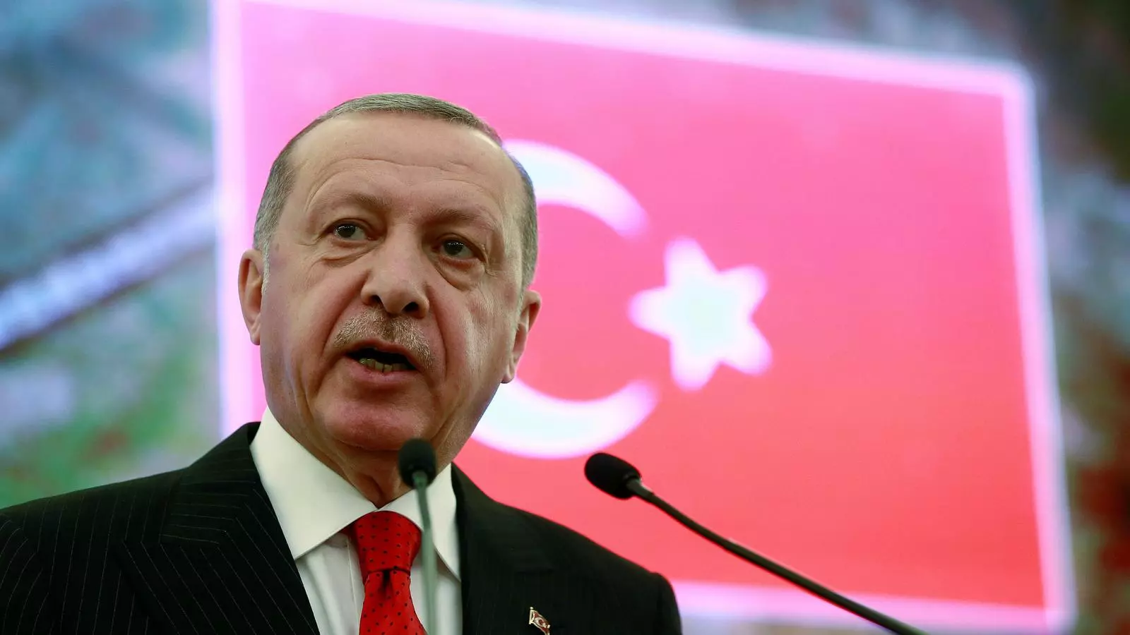 Erdogan en una conferència a Ankara.