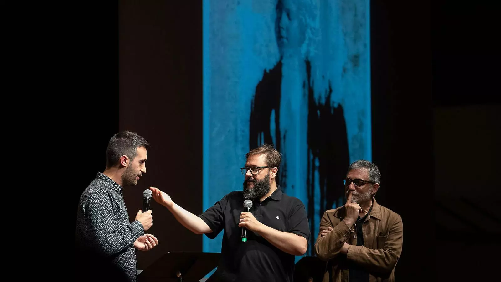 Joan Magrané, Marc Rosich i Jaume Plensa durant la presentació al Liceu el 2 de juliol.