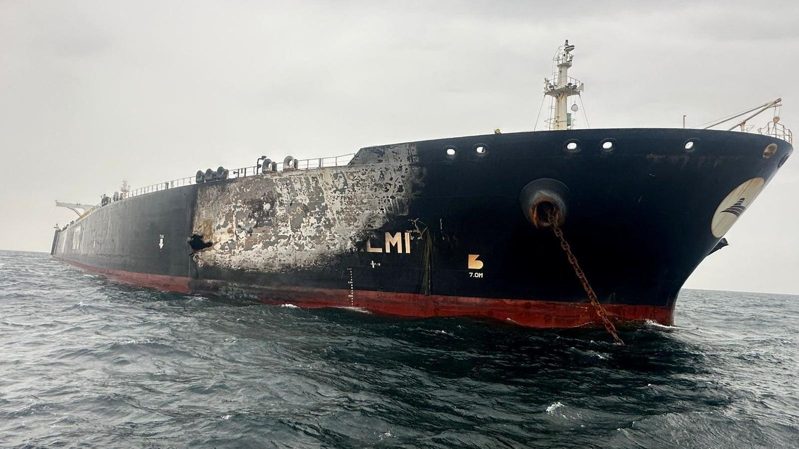 Damage to the tanker Al-Salmi, flying the flag of Kuwait, after an alleged attack, amid the conflict between the United States and Israel with Iran, March 31, 2026.