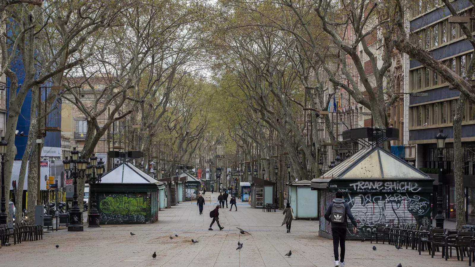 Les Rambles, a Barcelona, buides de turistes i vianants el passat mes de març