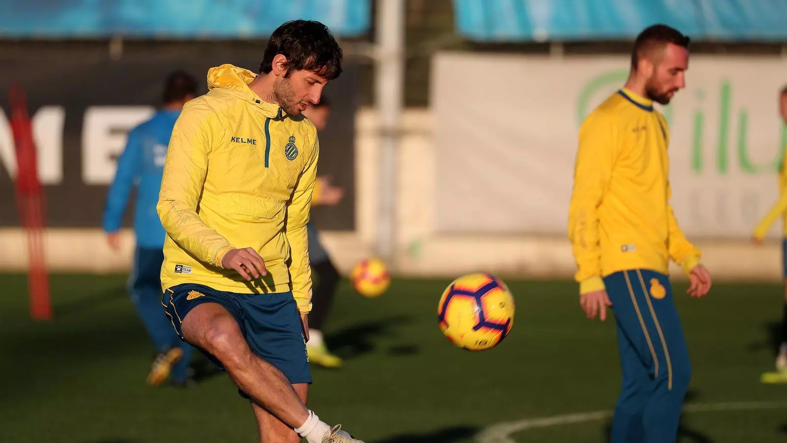 Esteban Granero, durant un entrenament de l'Espanyol
