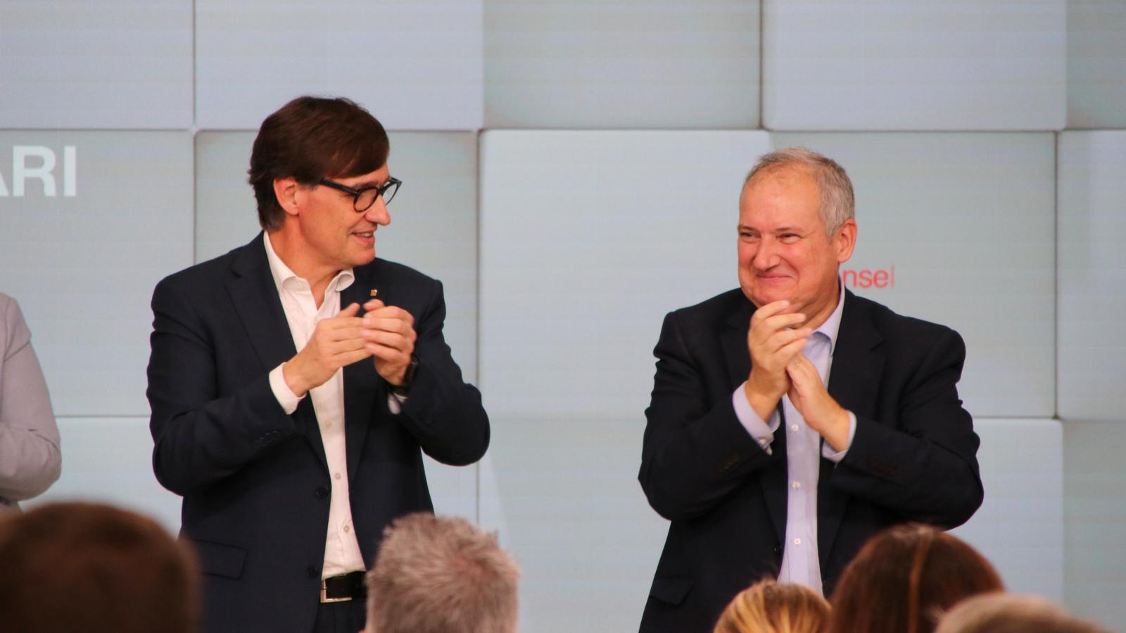 The president of the Generalitat, Salvador Illa, and the head of the PSC list for Barcelona, Jordi Hereu.