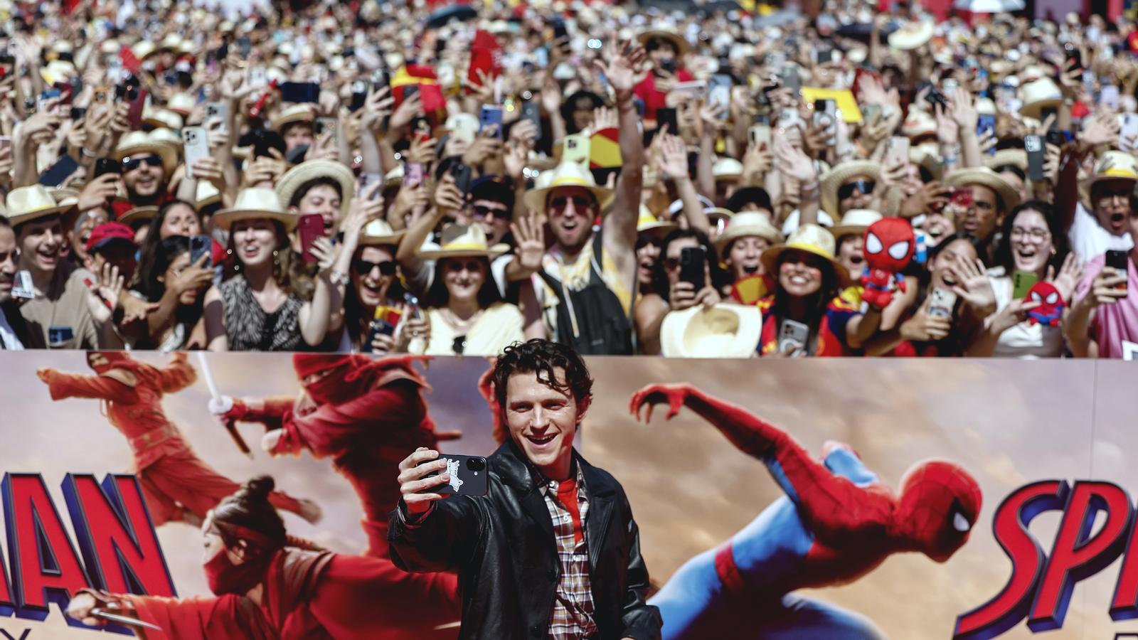 Tom Holland en la presentación de la nueva película de Spiderman, en Madrid