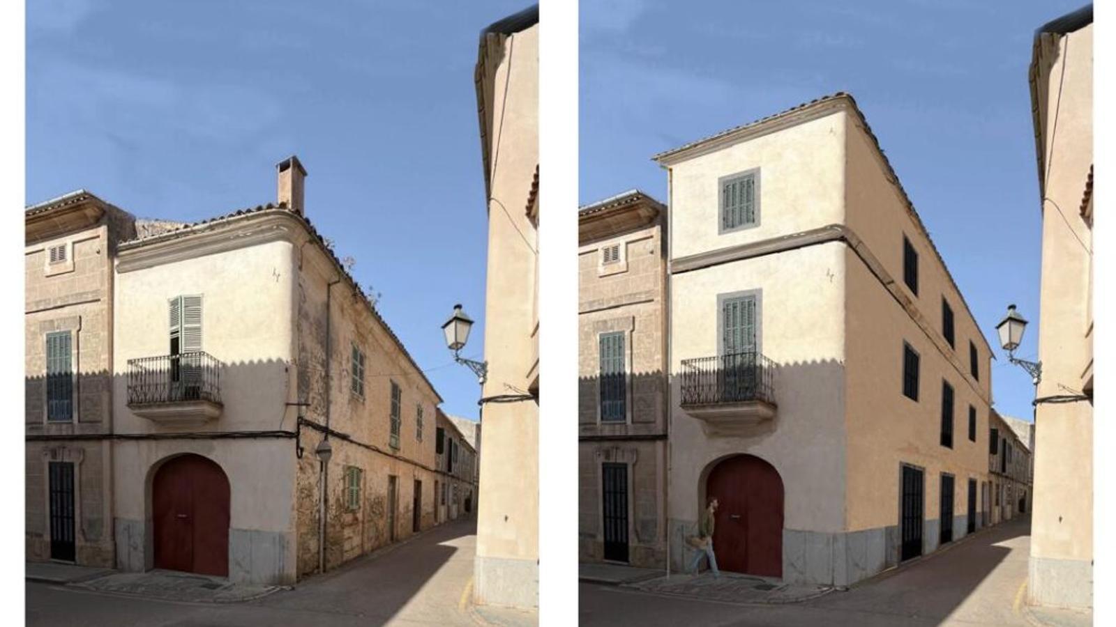 L'actual edifici (a l'esquerra) i com quedarà després de l'obra.