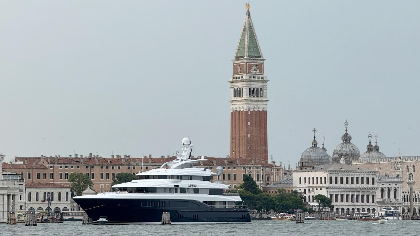 One of the luxury yachts used by guests at the wedding of American billionaire Jeff Bezos and Lauren Sanchez