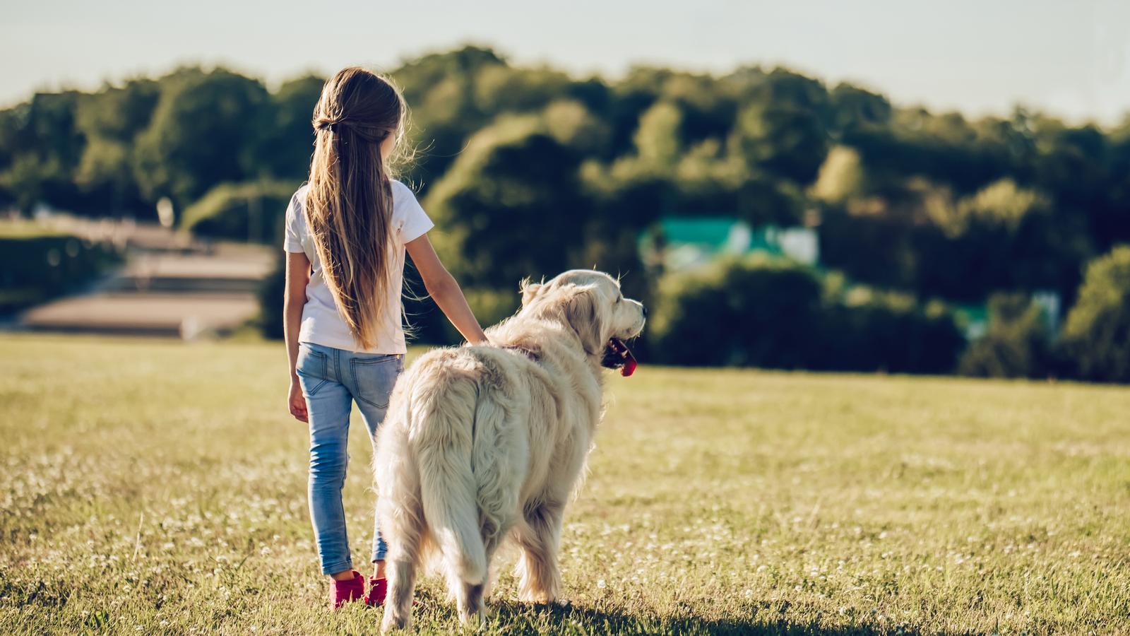 A girl with a dog.