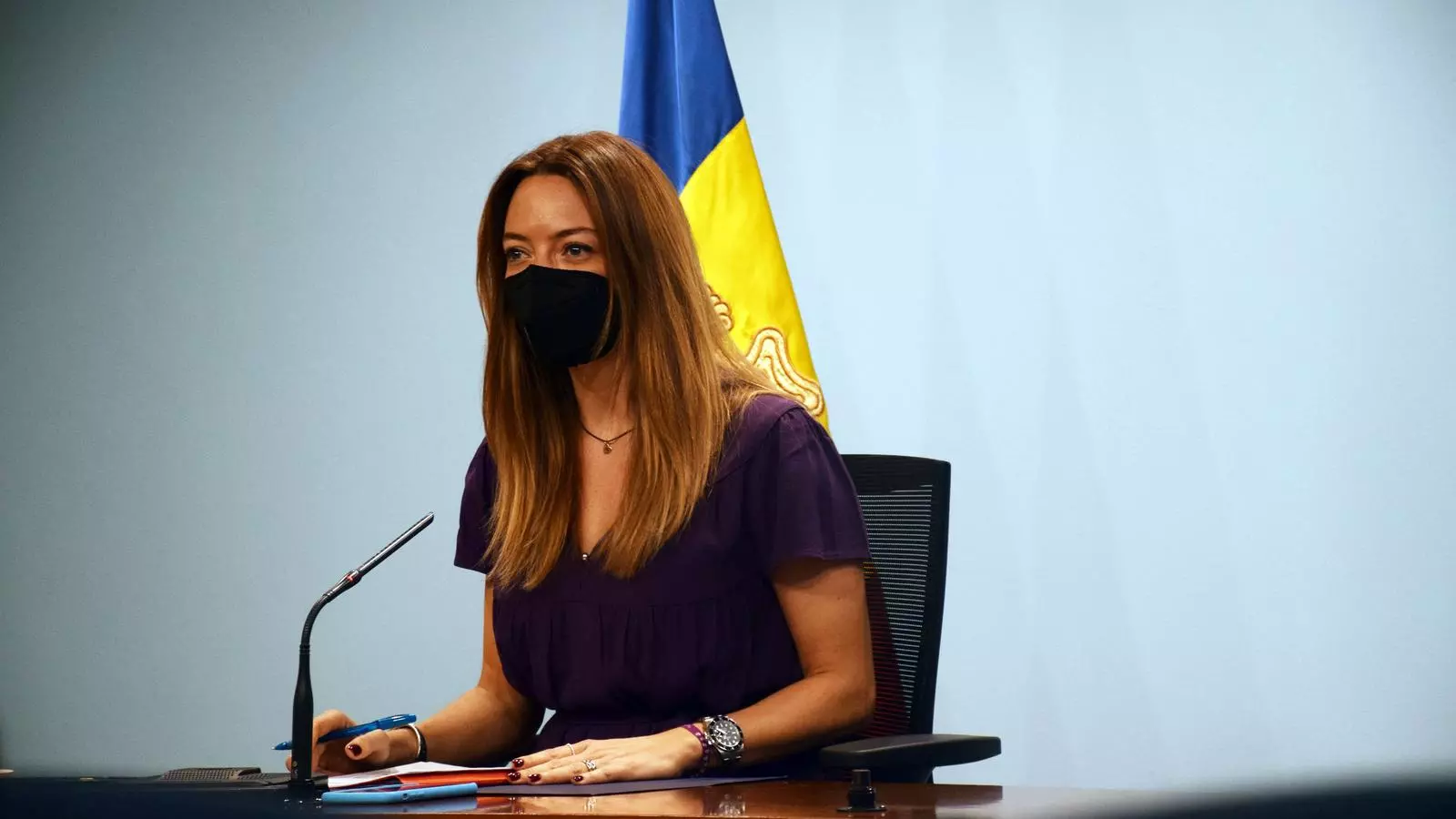 La secretària d'Estat de Salut, Helena Mas, durant la roda de premsa d'aquest dilluns per actualitzar la situació sanitària al país a causa de la pandèmia.