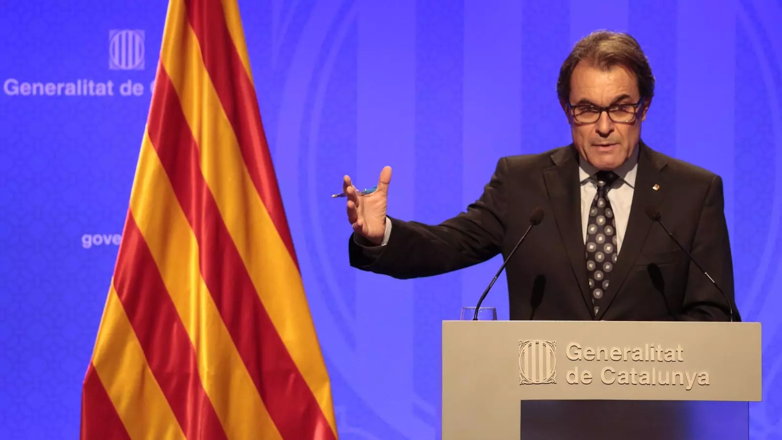 Artur Mas, durant la roda de premsa a la Generalitat / PERE VIRGILI