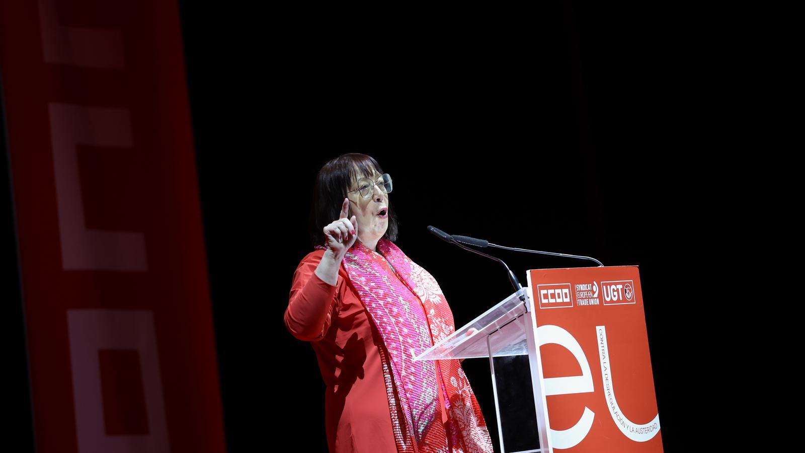 Esther Lynch, secretaria general de la Confederación Europea de Sindicatos (CES), este jueves en Madrid.