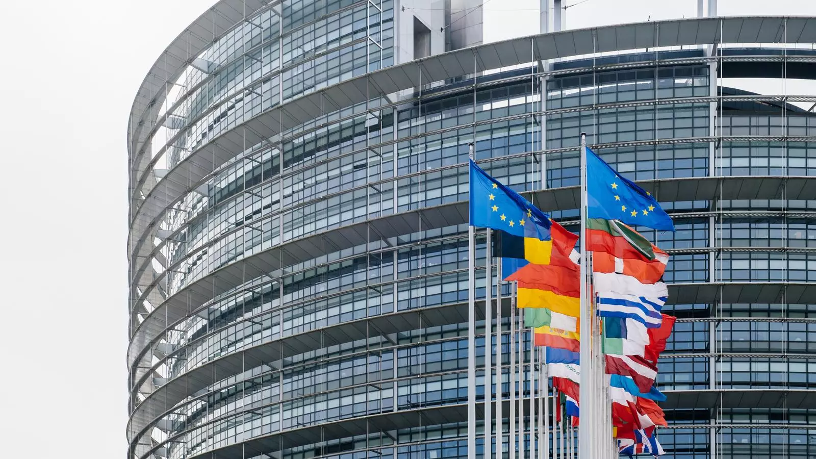 Banderes dels estats membres de la UE a Estrasburg.
