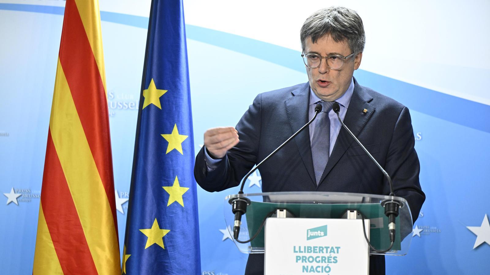 Carles Puigdemont in the appearance in Brussels.