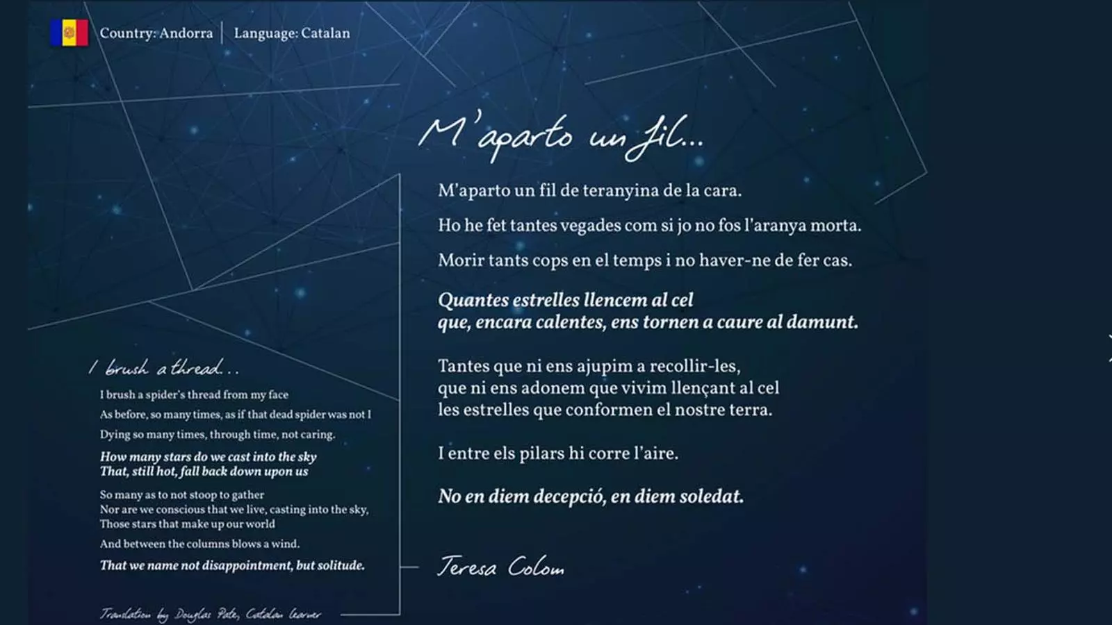 Captura de pantalla de la web amb el poema de Teresa Colom.