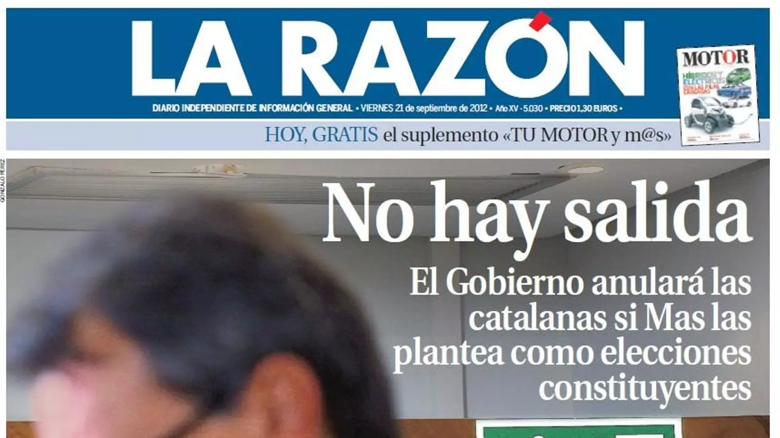Portada La Razón 21 setembre 2012