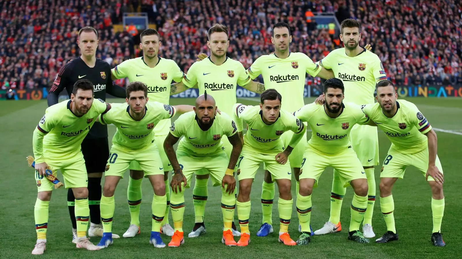 L’onze titular del Barça que dimarts va ser golejat a Anfield.