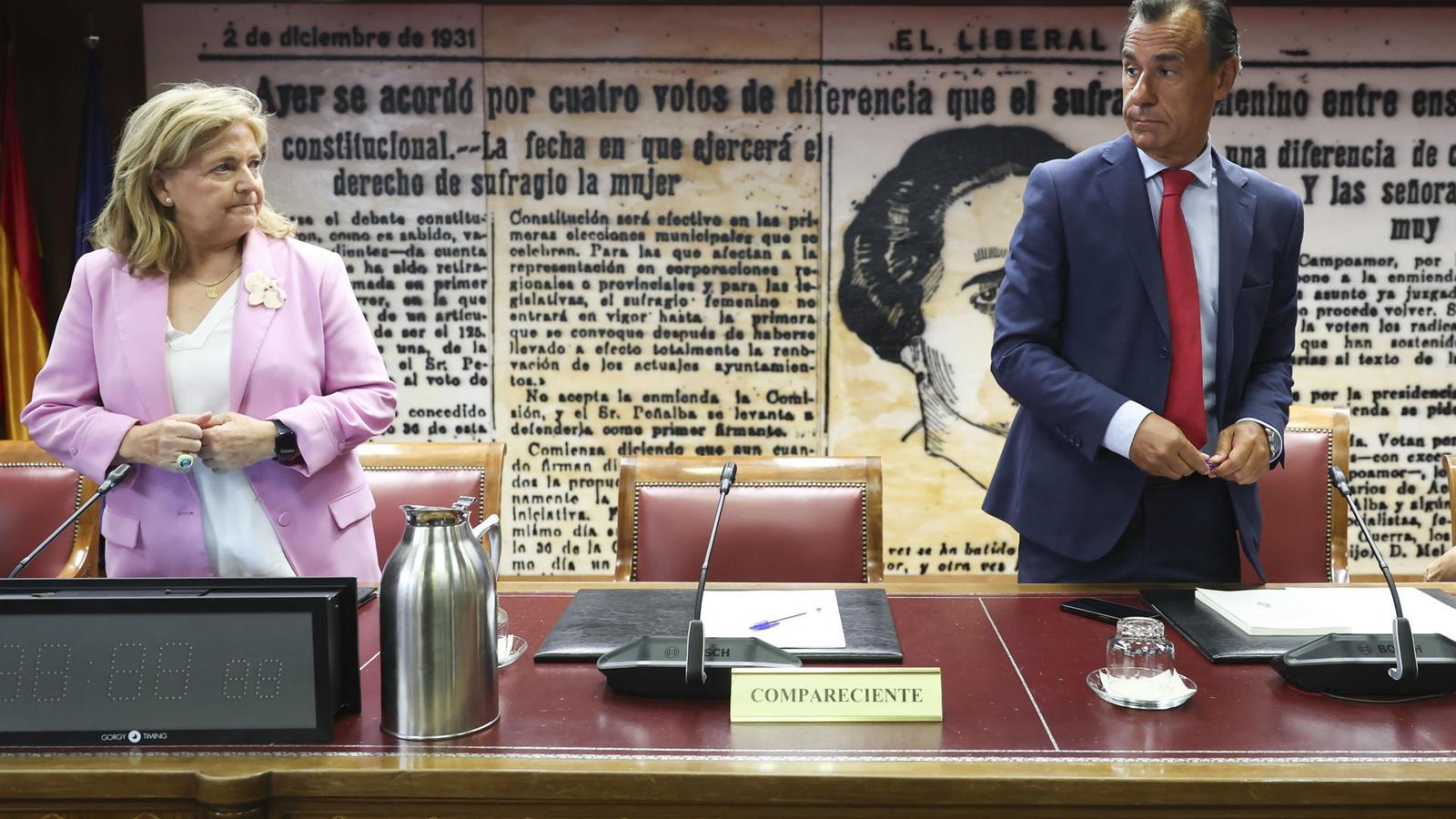 The empty chair of the Minister of the Interior, Fernando Grande-Marlaska, in the Senate's Interior Committee