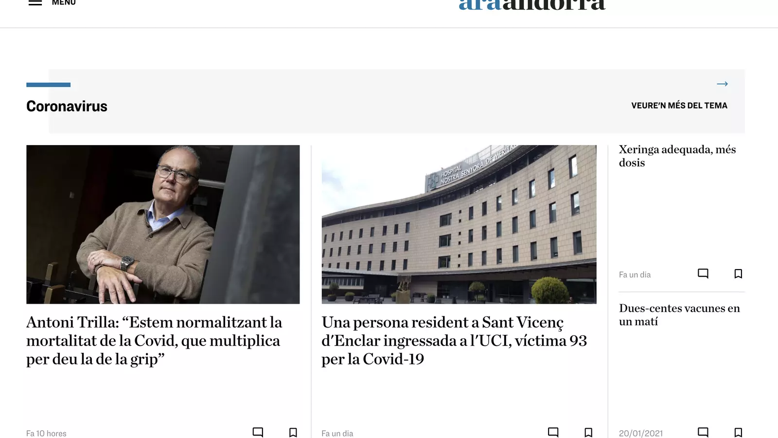 El nou disseny de portada.