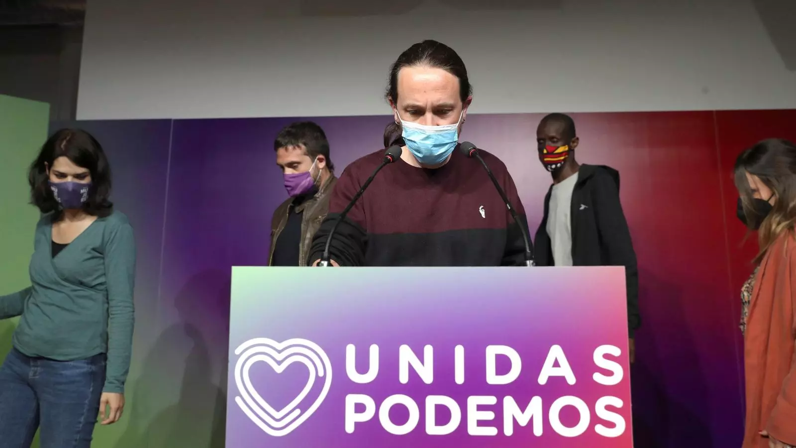 Pablo Iglesias durant la nit electoral del 4-M.