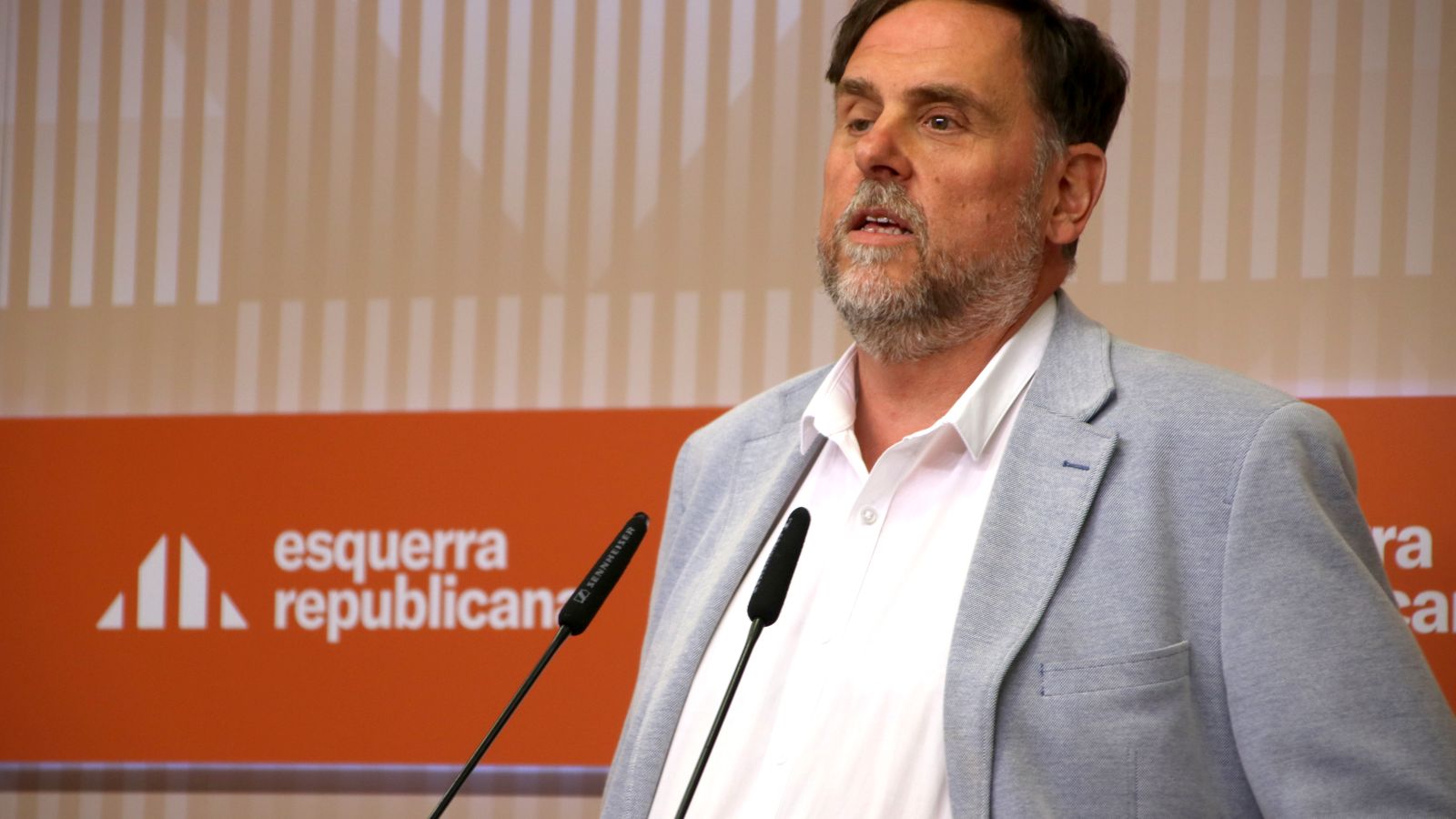 The leader of ERC, Oriol Junqueras, this Monday in a press conference