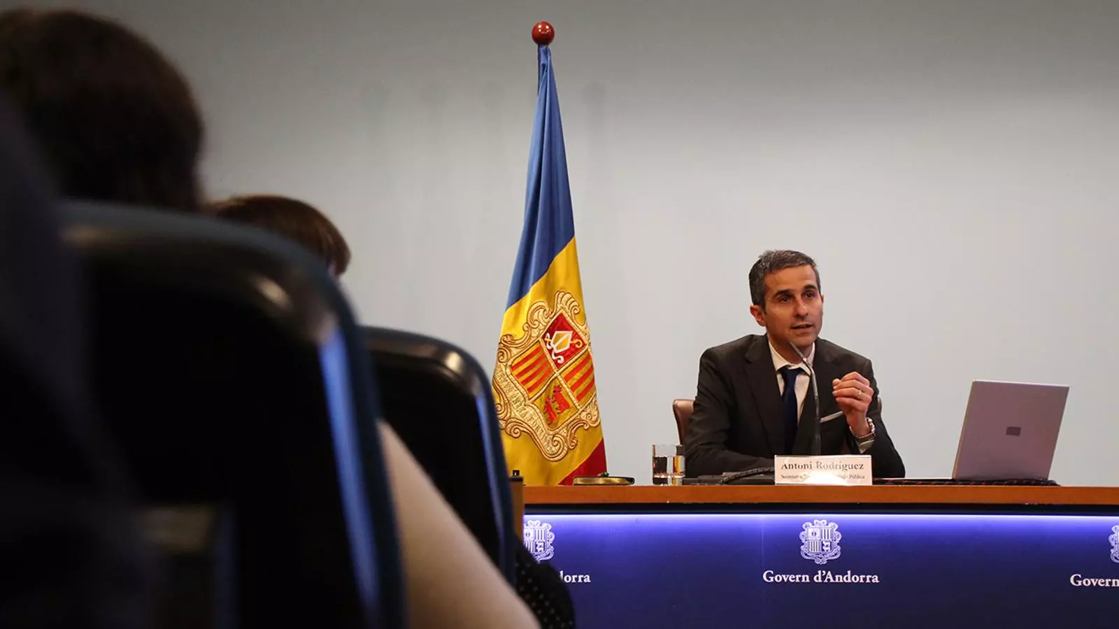 El secretari d'Estat de l'Administració Pública, Antoni Rodríguez, durant la roda de premsa. / M. M. (ANA)