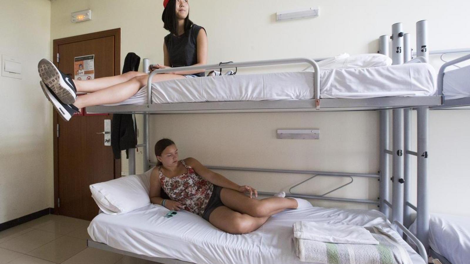 Young people in a hostel.