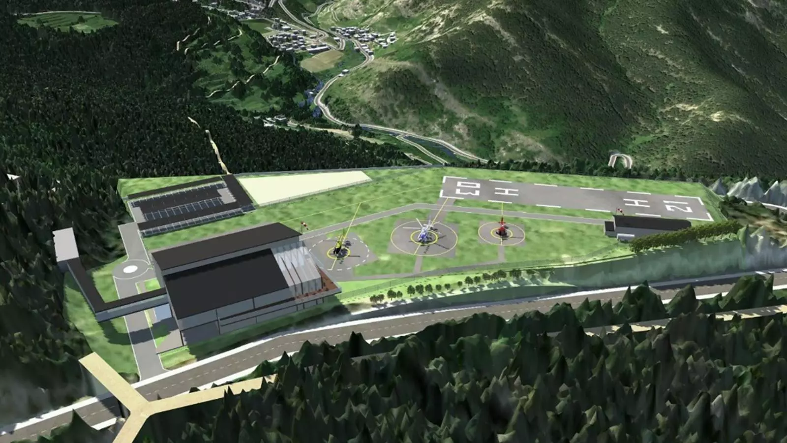 Render del futur heliport nacional a la Caubella.