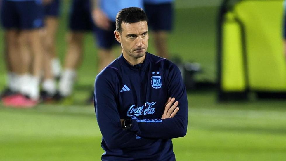 Lionel Scaloni, during a training session of the Argentine national team