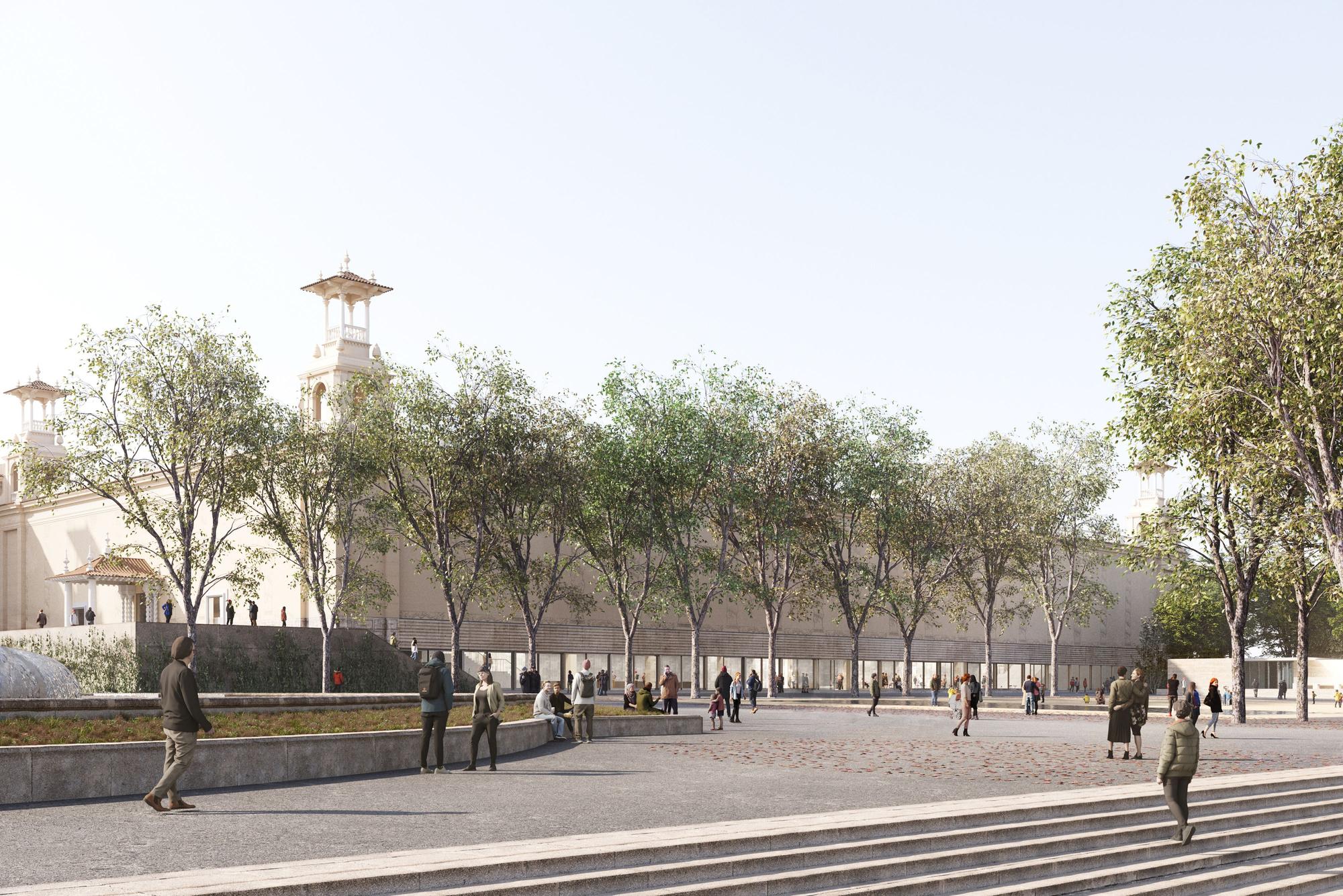 Palau Victòria Eugènia, vista exterior de l'accés a l'ampliació del MNAC