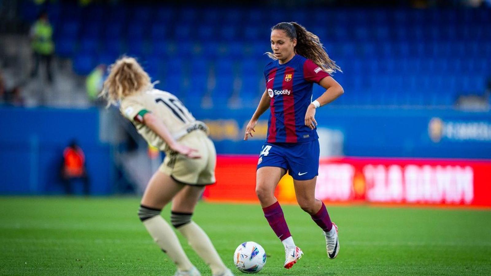 Martina Fernández during a match with FC Barcelona at the Johan Cruyff stadium