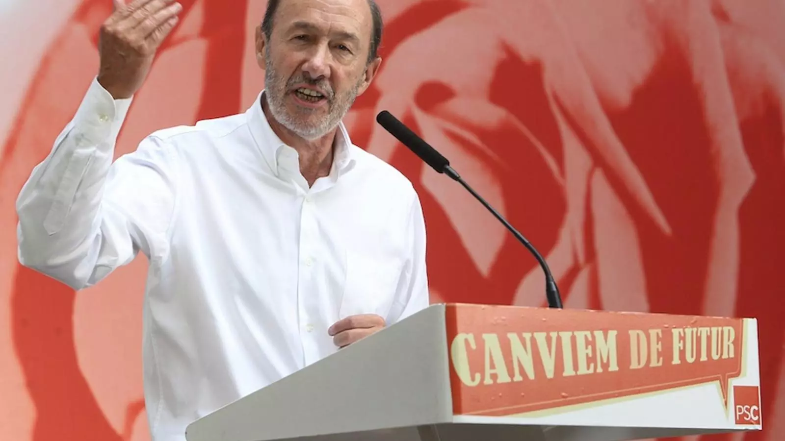 Alfredo Pérez Rubalcaba durant la seva intervenció a la festa de al rosa del PSC